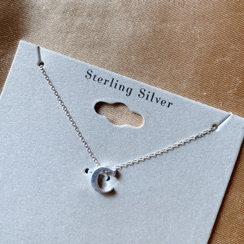 NEW Sterling Silver C Necklace (NEVER WORN)